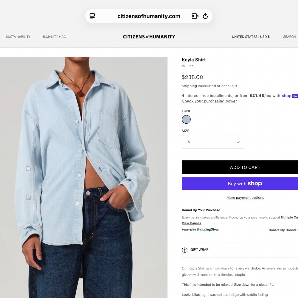 CITIZENS OF HUMANITY KAYLA/NWOT